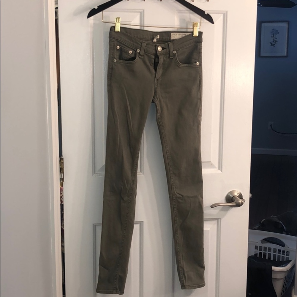 Rag & Bone skinny, army green denim, size 24